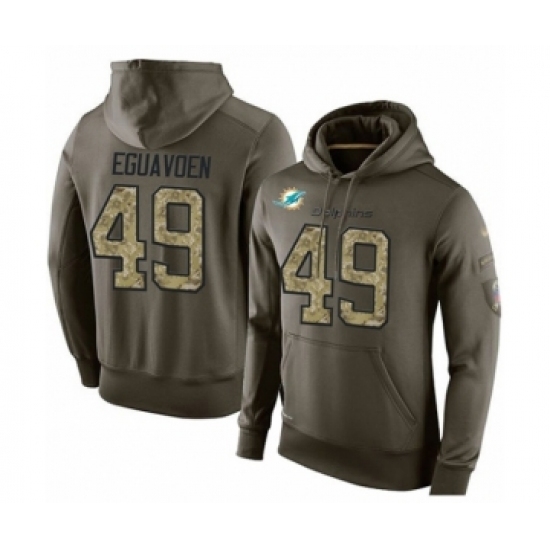 Football Miami Dolphins 49 Sam Eguavoen Green Salute To Service Mens Pullover Hoodie Football Miami Dolphins 49 Sam Eguavoen Green Salute To Service Mens Pullover Hoodie