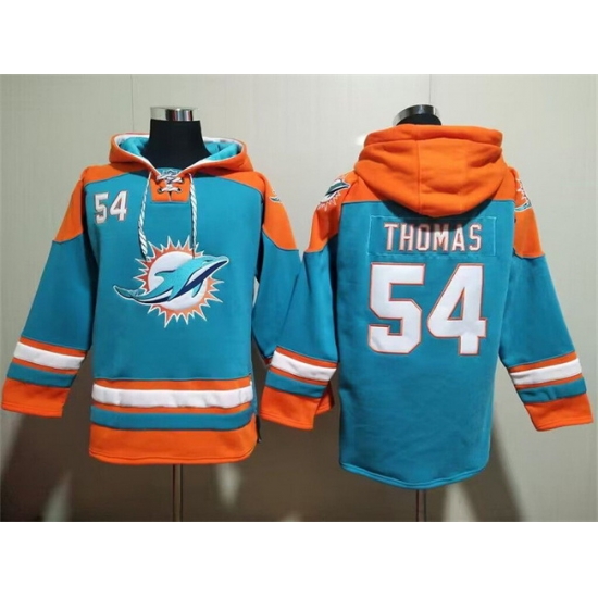Men Miami Dolphins 54 Zach Thomas Aqua Lace Up Pullover Hoodie Men Miami Dolphins 54 Zach Thomas Aqua Lace Up Pullover Hoodie