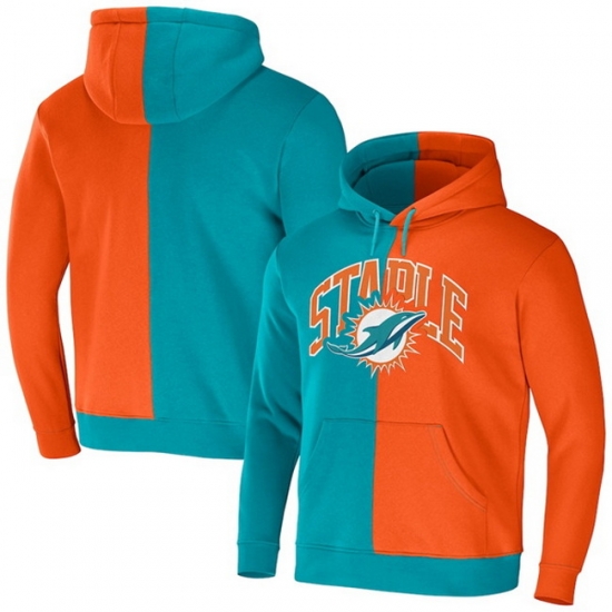 Men Miami Dolphins Aqua Orange Split Logo Pullover Hoodie Men Miami Dolphins Aqua Orange Split Logo Pullover Hoodie