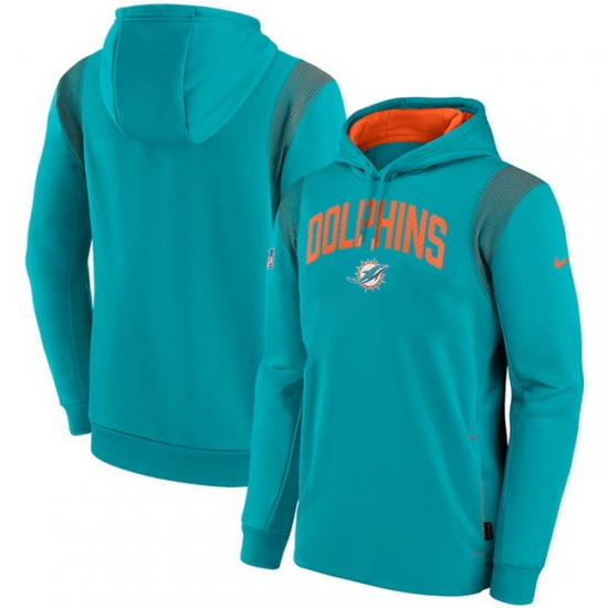 Men Miami Dolphins Aqua Sideline Stack Performance Pullover Hoodie 001 Men Miami Dolphins Aqua Sideline Stack Performance Pullover Hoodie 001