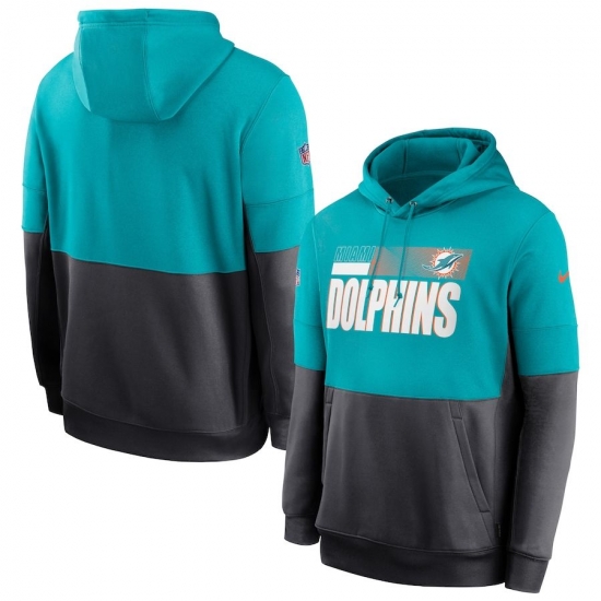 Men Miami Dolphins Nike Sideline Impact Lockup Performance Pullover Hoodie Aqua Charcoal Men Miami Dolphins Nike Sideline Impact Lockup Performance Pullover Hoodie Aqua Charcoal