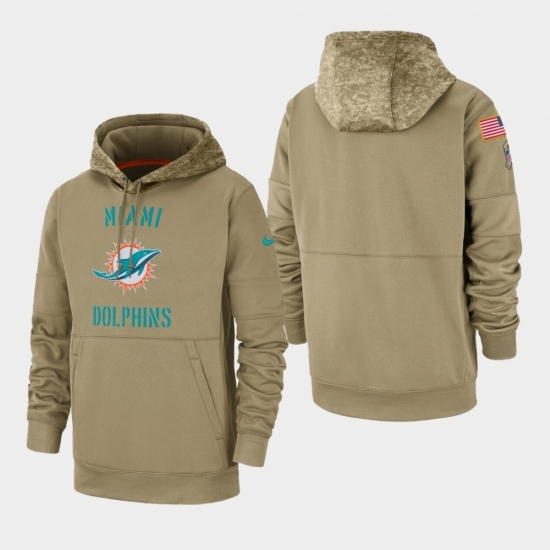 Mens Miami Dolphins Tan 2019 Salute to Service Sideline Therma Pullover Hoodie Mens Miami Dolphins Tan 2019 Salute to Service Sideline Therma Pullover Hoodie