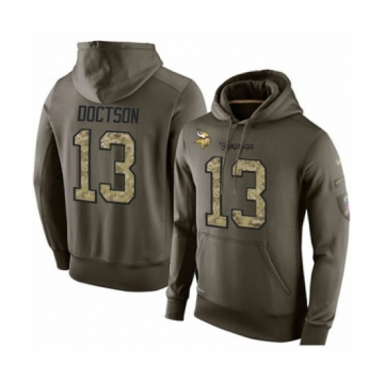 Football Mens Minnesota Vikings 13 Josh Doctson Green Salute To Service Pullover Hoodie Football Mens Minnesota Vikings 13 Josh Doctson Green Salute To Service Pullover Hoodie
