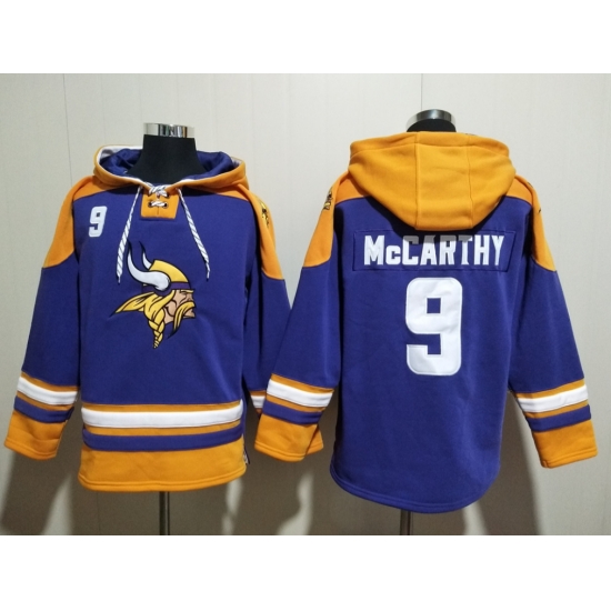 Men Minnesota Vikings 9 J.J. McCarthy Purple Yellow Ageless Must Have Lace Up Pullover Hoodie Men Minnesota Vikings 9 J.J. McCarthy Purple Yellow Ageless Must Have Lace Up Pullover Hoodie