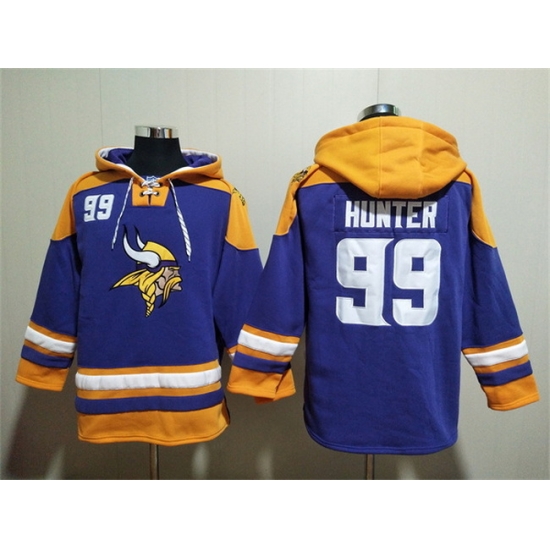 Men Minnesota Vikings 99 Danielle Hunter Purple Yellow Ageless Must Have Lace Up Pullover Hoodie Men Minnesota Vikings 99 Danielle Hunter Purple Yellow Ageless Must Have Lace Up Pullover Hoodie