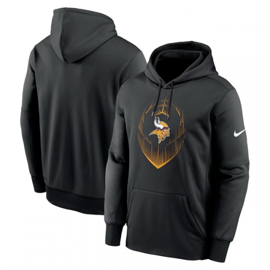 Men Minnesota Vikings Black Icon Performance Pullover Hoodie Men Minnesota Vikings Black Icon Performance Pullover Hoodie