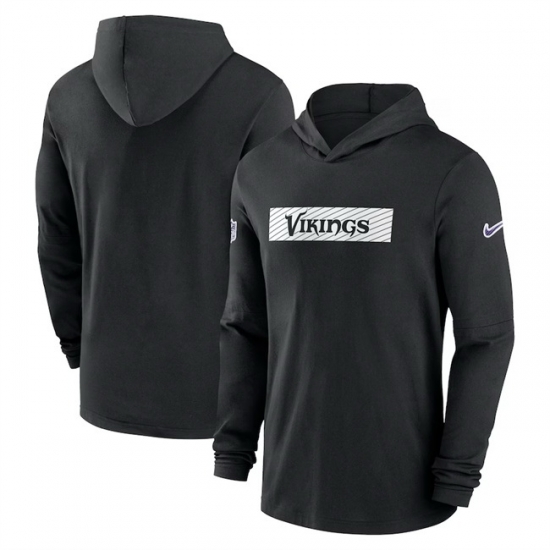 Men Minnesota Vikings Black Sideline Performance Hoodie Men Minnesota Vikings Black Sideline Performance Hoodie