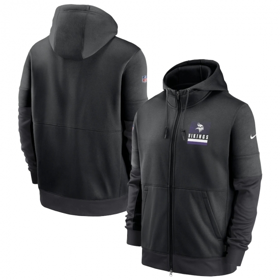 Men Minnesota Vikings New 2020 Nike Gray Black Fan Gear Mascot Performance Full Zip Hoodie Men Minnesota Vikings New 2020 Nike Gray Black Fan Gear Mascot Performance Full Zip Hoodie