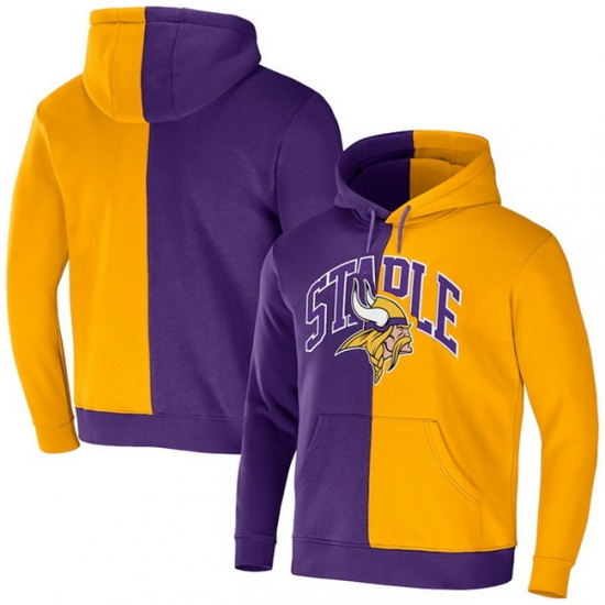 Men Minnesota Vikings Purple Gold Split Logo Pullover Hoodie Men Minnesota Vikings Purple Gold Split Logo Pullover Hoodie