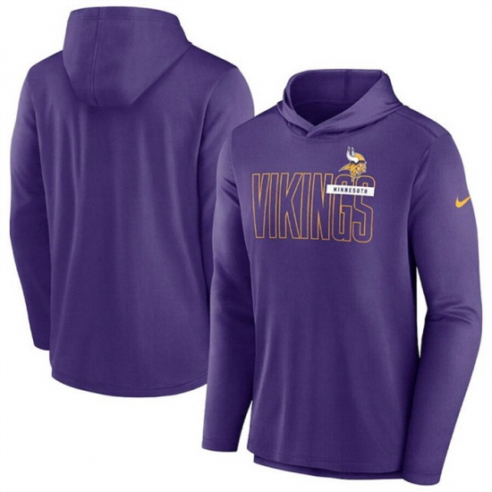 Men Minnesota Vikings Purple Lightweight Performance Hooded Long Sleeve T Shirt Men Minnesota Vikings Purple Lightweight Performance Hooded Long Sleeve T Shirt