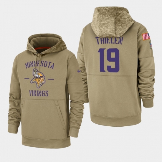 Mens Minnesota Vikings 19 Adam Thielen 2019 Salute to Service Sideline Therma Pullover Hoodie Tan Mens Minnesota Vikings 19 Adam Thielen 2019 Salute to Service Sideline Therma Pullover Hoodie Tan