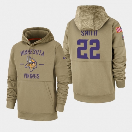 Mens Minnesota Vikings 22 Harrison Smith 2019 Salute to Service Sideline Therma Pullover Hoodie Tan Mens Minnesota Vikings 22 Harrison Smith 2019 Salute to Service Sideline Therma Pullover Hoodie Tan