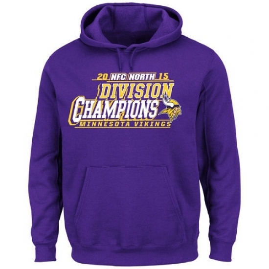 NFL Mens Minnesota Vikings Majestic Purple 2015 NFC North Division Champions Pullover Hoodie NFL Mens Minnesota Vikings Majestic Purple 2015 NFC North Division Champions Pullover Hoodie