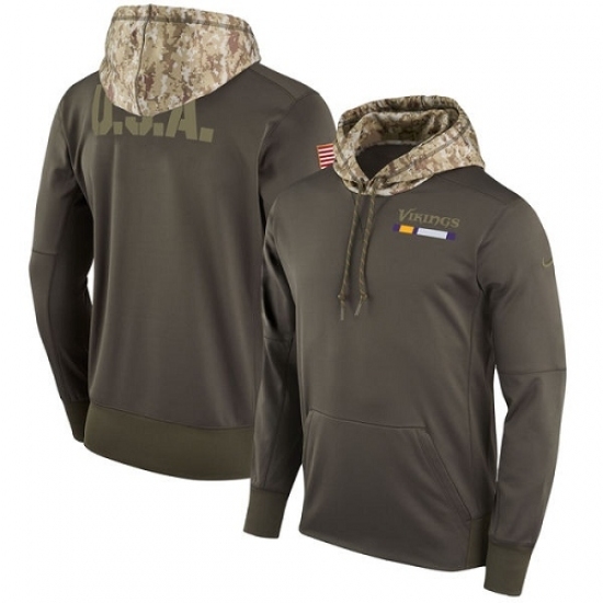 NFL Mens Minnesota Vikings Nike Olive Salute to Service Sideline Therma Pullover Hoodie NFL Mens Minnesota Vikings Nike Olive Salute to Service Sideline Therma Pullover Hoodie