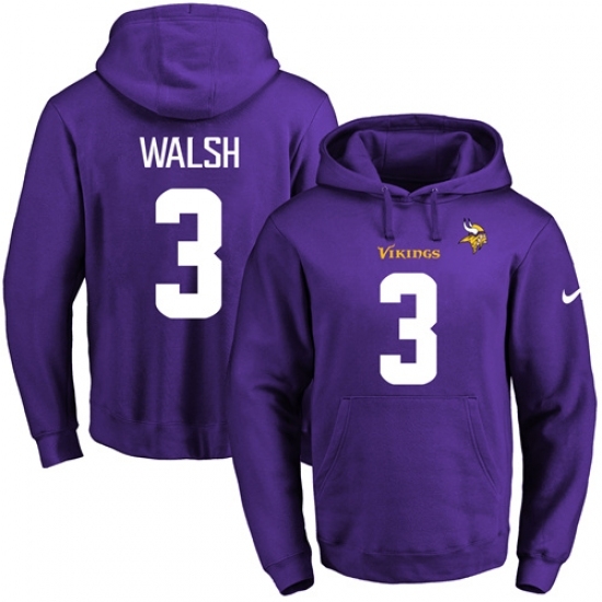 NFL Mens Nike Minnesota Vikings 3 Blair Walsh Purple Name Number Pullover Hoodie NFL Mens Nike Minnesota Vikings 3 Blair Walsh Purple Name Number Pullover Hoodie