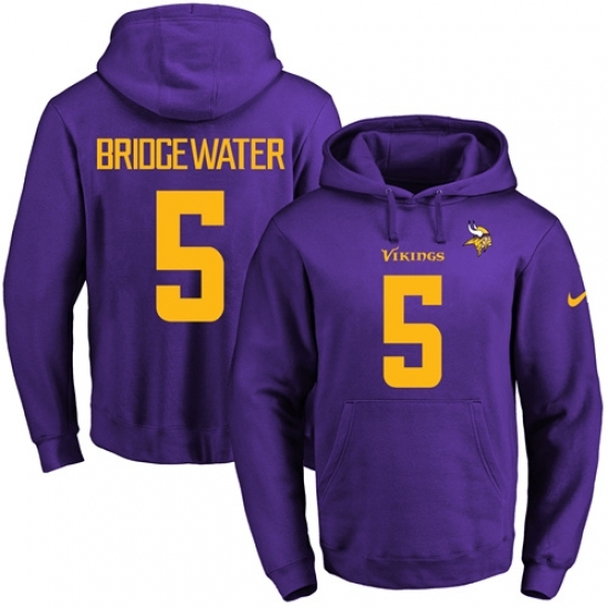 NFL Mens Nike Minnesota Vikings 5 Teddy Bridgewater PurpleGold No Name Number Pullover Hoodie NFL Mens Nike Minnesota Vikings 5 Teddy Bridgewater PurpleGold No Name Number Pullover Hoodie
