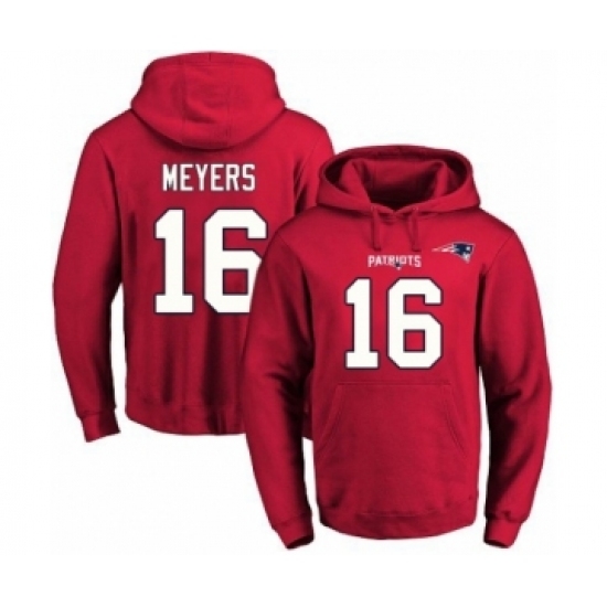 Football Mens New England Patriots 16 Jakobi Meyers Red Name Number Pullover Hoodie Football Mens New England Patriots 16 Jakobi Meyers Red Name Number Pullover Hoodie