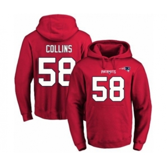 Football Mens New England Patriots 58 Jamie Collins Red Name Number Pullover Hoodie Football Mens New England Patriots 58 Jamie Collins Red Name Number Pullover Hoodie