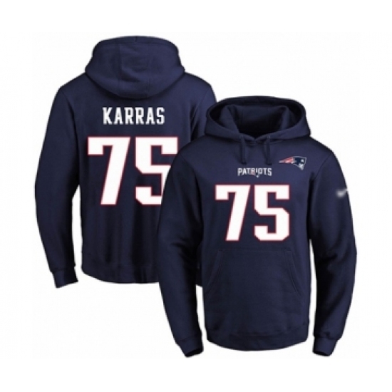 Football Mens New England Patriots 75 Ted Karras Navy Blue Name Number Pullover Hoodie Football Mens New England Patriots 75 Ted Karras Navy Blue Name Number Pullover Hoodie