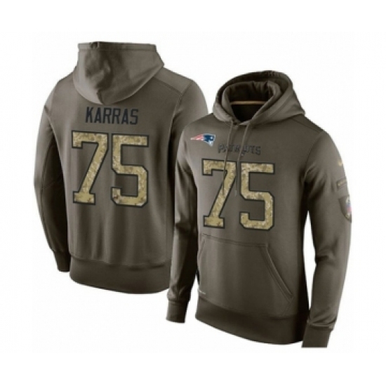 Football New England Patriots 75 Ted Karras Green Salute To Service Mens Pullover Hoodie Football New England Patriots 75 Ted Karras Green Salute To Service Mens Pullover Hoodie