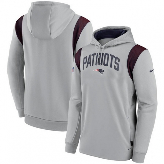 Men New England Patriots Grey Sideline Stack Performance Pullover Hoodie 001 Men New England Patriots Grey Sideline Stack Performance Pullover Hoodie 001