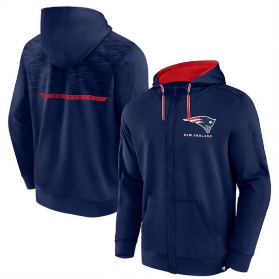 Men New England Patriots Navy Defender Evo Full Zip Hoodie Men New England Patriots Navy Defender Evo Full Zip Hoodie