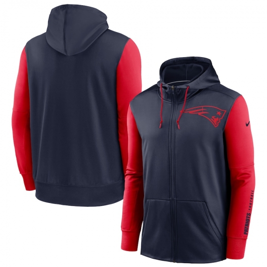 Men New England Patriots Navy Red Fan Gear Mascot Performance Full Zip Hoodie Men New England Patriots Navy Red Fan Gear Mascot Performance Full Zip Hoodie
