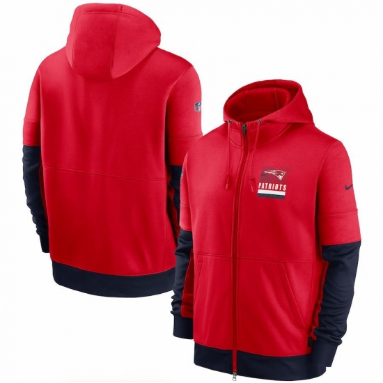 Men New England Patriots Nike Sideline Impact Lockup Performance Full Zip Hoodie Red Men New England Patriots Nike Sideline Impact Lockup Performance Full Zip Hoodie Red