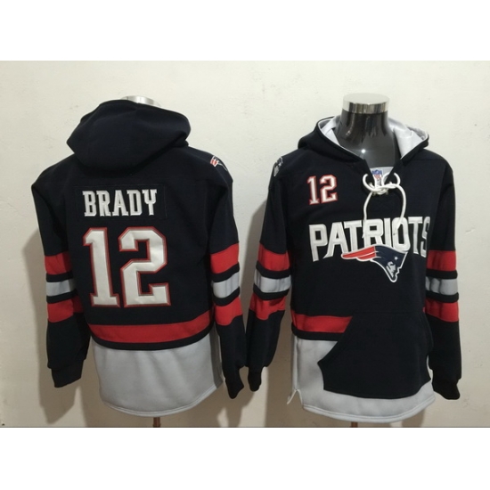 Men Nike New England Patriots Tom Brady 12 NFL Winter Thick Hoodie Men Nike New England Patriots Tom Brady 12 NFL Winter Thick Hoodie