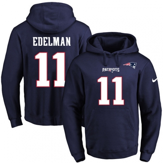 NFL Mens Nike New England Patriots 11 Julian Edelman Navy Blue Name Number Pullover Hoodie NFL Mens Nike New England Patriots 11 Julian Edelman Navy Blue Name Number Pullover Hoodie