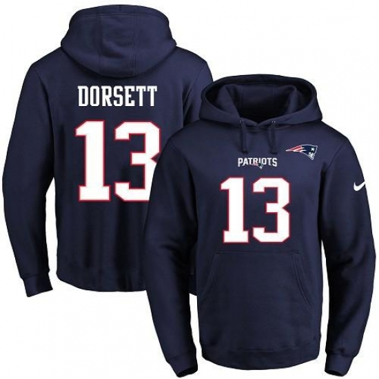 NFL Mens Nike New England Patriots 13 Phillip Dorsett Navy Blue Name Number Pullover Hoodie NFL Mens Nike New England Patriots 13 Phillip Dorsett Navy Blue Name Number Pullover Hoodie