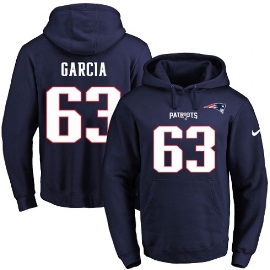 NFL Mens Nike New England Patriots 63 Antonio Garcia Navy Blue Name Number Pullover Hoodie NFL Mens Nike New England Patriots 63 Antonio Garcia Navy Blue Name Number Pullover Hoodie