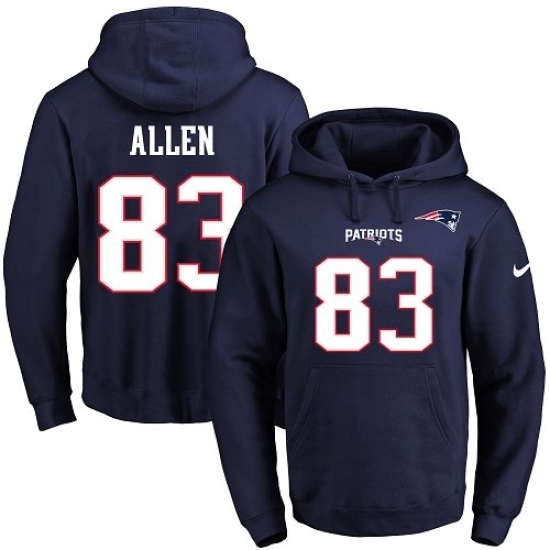 NFL Mens Nike New England Patriots 83 Dwayne Allen Navy Blue Name Number Pullover Hoodie NFL Mens Nike New England Patriots 83 Dwayne Allen Navy Blue Name Number Pullover Hoodie