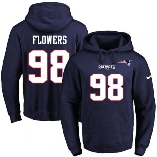 NFL Mens Nike New England Patriots 98 Trey Flowers Navy Blue Name Number Pullover Hoodie NFL Mens Nike New England Patriots 98 Trey Flowers Navy Blue Name Number Pullover Hoodie