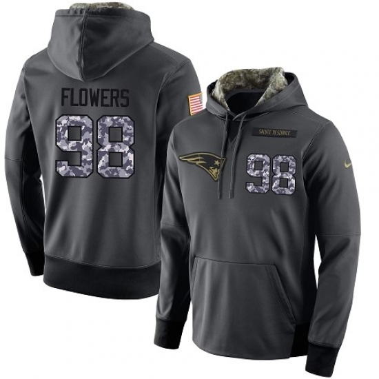 NFL Nike New England Patriots 98 Trey Flowers Stitched Black Anthracite Salute to Service Player Performance Hoodie NFL Nike New England Patriots 98 Trey Flowers Stitched Black Anthracite Salute to Service Player Performance Hoodie
