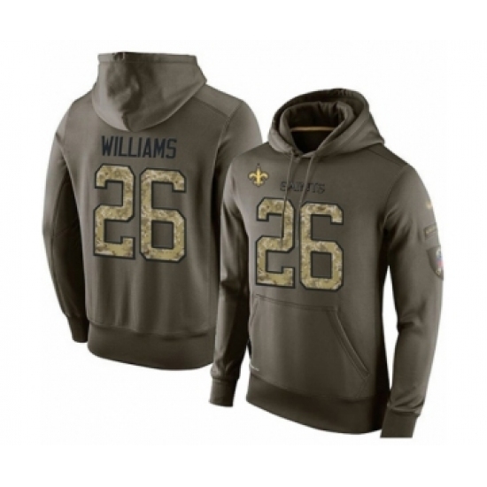 Football Mens New Orleans Saints 26 PJ Williams Green Salute To Service Pullover Hoodie Football Mens New Orleans Saints 26 PJ Williams Green Salute To Service Pullover Hoodie