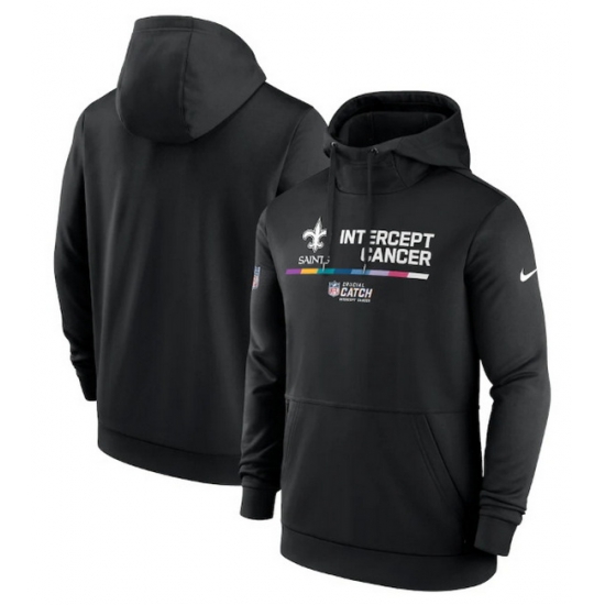 Men New Orleans Saints 2022 Black Crucial Catch Therma Performance Pullover Hoodie Men New Orleans Saints 2022 Black Crucial Catch Therma Performance Pullover Hoodie
