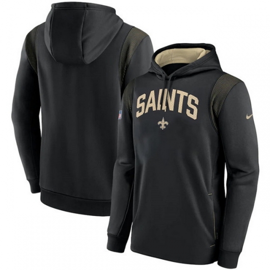 Men New Orleans Saints Black Sideline Stack Performance Pullover Hoodie 002 Men New Orleans Saints Black Sideline Stack Performance Pullover Hoodie 002
