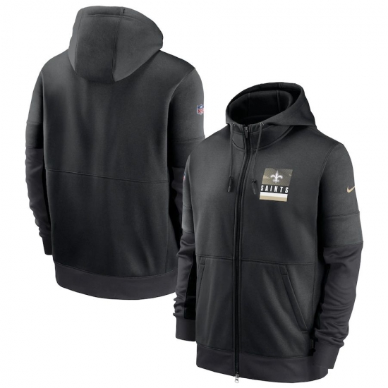 Men New Orleans Saints Nike Sideline Impact Lockup Performance Full Zip Hoodie Black Men New Orleans Saints Nike Sideline Impact Lockup Performance Full Zip Hoodie Black