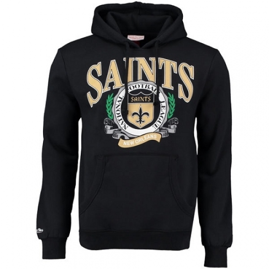 NFL Mens New Orleans Saints Mitchell Ness Black Fair Catch Pullover Hoodie NFL Mens New Orleans Saints Mitchell Ness Black Fair Catch Pullover Hoodie
