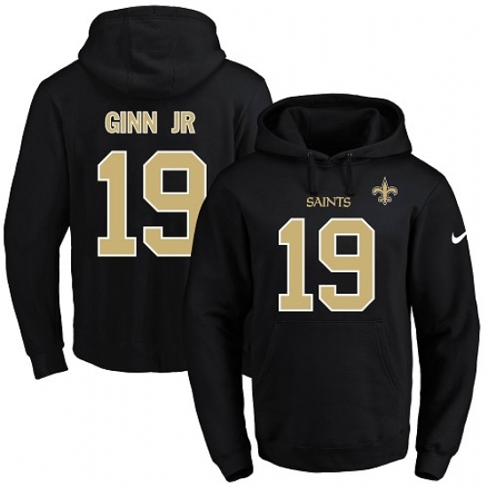 NFL Mens Nike New Orleans Saints 19 Ted Ginn Jr Black Name Number Pullover Hoodie NFL Mens Nike New Orleans Saints 19 Ted Ginn Jr Black Name Number Pullover Hoodie
