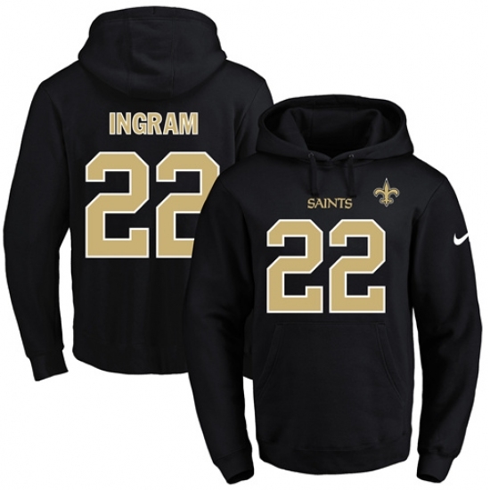 NFL Mens Nike New Orleans Saints 22 Mark Ingram Black Name Number Pullover Hoodie NFL Mens Nike New Orleans Saints 22 Mark Ingram Black Name Number Pullover Hoodie