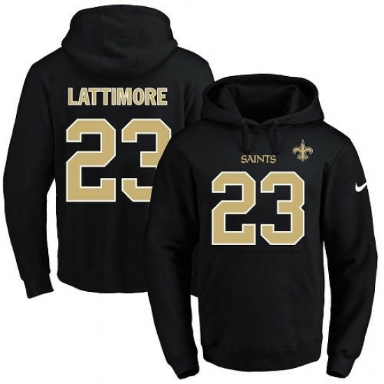 NFL Mens Nike New Orleans Saints 23 Marshon Lattimore Black Name Number Pullover Hoodie NFL Mens Nike New Orleans Saints 23 Marshon Lattimore Black Name Number Pullover Hoodie