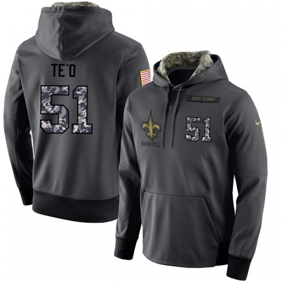 NFL Mens Nike New Orleans Saints 51 Manti Teo Stitched Black Anthracite Salute to Service Player Performance Hoodie NFL Mens Nike New Orleans Saints 51 Manti Teo Stitched Black Anthracite Salute to Service Player Performance Hoodie