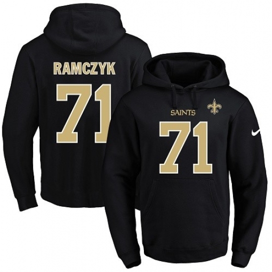 NFL Mens Nike New Orleans Saints 71 Ryan Ramczyk Black Name Number Pullover Hoodie NFL Mens Nike New Orleans Saints 71 Ryan Ramczyk Black Name Number Pullover Hoodie