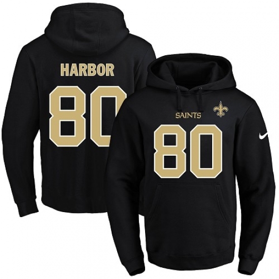 NFL Mens Nike New Orleans Saints 80 Clay Harbor Black Name Number Pullover Hoodie NFL Mens Nike New Orleans Saints 80 Clay Harbor Black Name Number Pullover Hoodie