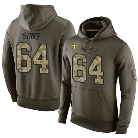 NFL Nike New Orleans Saints 64 Zach Strief Green Salute To Service Mens Pullover Hoodie NFL Nike New Orleans Saints 64 Zach Strief Green Salute To Service Mens Pullover Hoodie