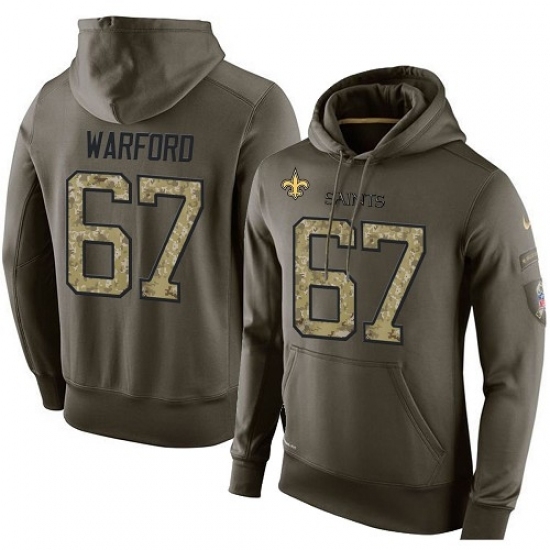 NFL Nike New Orleans Saints 67 Larry Warford Green Salute To Service Mens Pullover Hoodie NFL Nike New Orleans Saints 67 Larry Warford Green Salute To Service Mens Pullover Hoodie