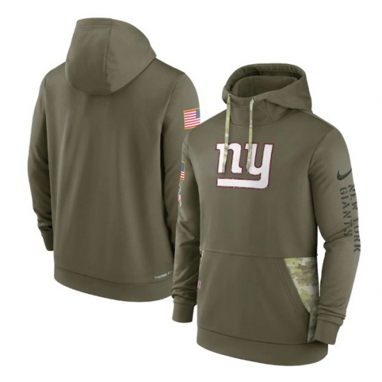 Men New York Giants 2022 Olive Salute To Service Therma Performance Pullover Hoodie Men New York Giants 2022 Olive Salute To Service Therma Performance Pullover Hoodie