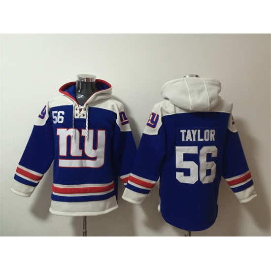Men New York Giants 56 Lawrence Taylor Blue Ageless Must Have Lace Up Pullover Hoodie Men New York Giants 56 Lawrence Taylor Blue Ageless Must Have Lace Up Pullover Hoodie